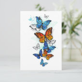 Flying Butterflies Morpho und Monarch Begleitkarte (Stehend Vorderseite)