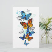 Flying Butterflies Morpho und Monarch Briefpapier (Stehend Vorderseite)