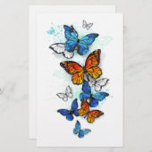 Flying Butterflies Morpho und Monarch Briefpapier (Vorne/Hinten)