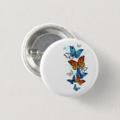 Flying Butterflies Morpho und Monarch Button (Vorne & Hinten)