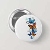 Flying Butterflies Morpho und Monarch Button (Vorne & Hinten)