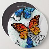 Flying Butterflies Morpho und Monarch Button (Vorne & Hinten)