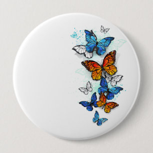 Flying Butterflies Morpho und Monarch Button
