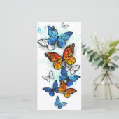 Flying Butterflies Morpho und Monarch Dankeskarte (Stehend Vorderseite)