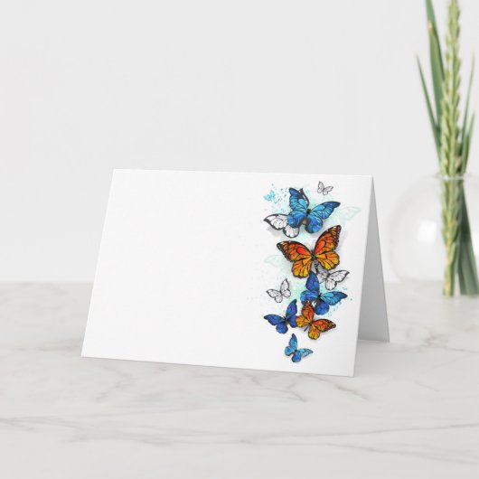 Flying Butterflies Morpho und Monarch Dankeskarte (Vorderseite)