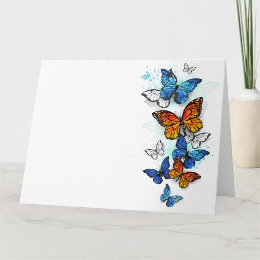 Flying Butterflies Morpho und Monarch Dankeskarte (Vorderseite)