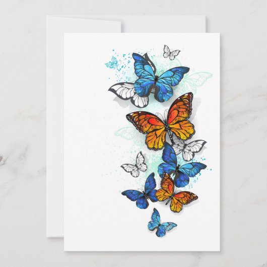 Flying Butterflies Morpho und Monarch Dankeskarte (Vorderseite)