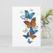 Flying Butterflies Morpho und Monarch Dankeskarte (Stehend Vorderseite)