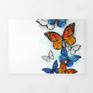 Flying Butterflies Morpho und Monarch Dreifach Gefaltete Karte