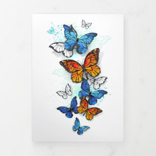Flying Butterflies Morpho und Monarch Dreifach Gefaltete Urlaubskarte