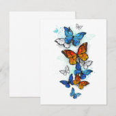 Flying Butterflies Morpho und Monarch Einladung (Vorne/Hinten)