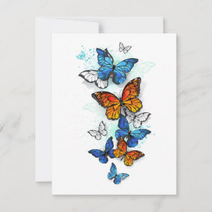 Flying Butterflies Morpho und Monarch Einladung
