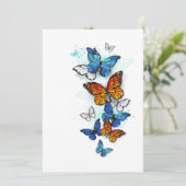 Flying Butterflies Morpho und Monarch Einladung (Stehend Vorderseite)