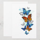 Flying Butterflies Morpho und Monarch Einladung (Vorne/Hinten)