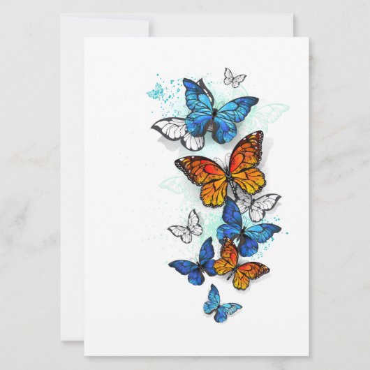 Flying Butterflies Morpho und Monarch Einladung (Vorderseite)