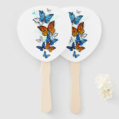 Flying Butterflies Morpho und Monarch Fächer (Vorne und Hinten)