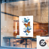 Flying Butterflies Morpho und Monarch Fensteraufkleber (Café-Fenster)
