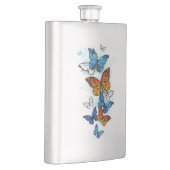 Flying Butterflies Morpho und Monarch Flachmann (Rechts)