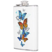 Flying Butterflies Morpho und Monarch Flachmann (Links)
