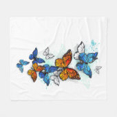Flying Butterflies Morpho und Monarch Fleecedecke (Vorderseite (Horizontal))