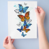Flying Butterflies Morpho und Monarch Flyer (Hand)
