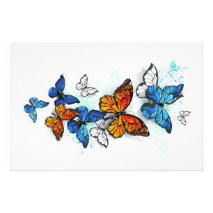 Flying Butterflies Morpho und Monarch Fotodruck