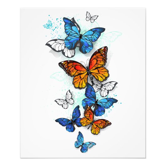 Flying Butterflies Morpho und Monarch Fotodruck (Vorne)