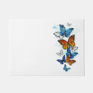 Flying Butterflies Morpho und Monarch Fußmatte