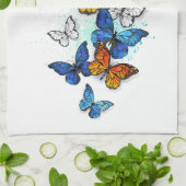 Flying Butterflies Morpho und Monarch Geschirrtuch (Gefaltet)