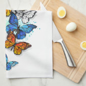 Flying Butterflies Morpho und Monarch Geschirrtuch (Viertel Falte)