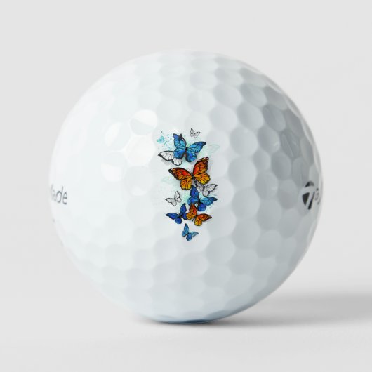 Flying Butterflies Morpho und Monarch Golfball (Vorderseite)