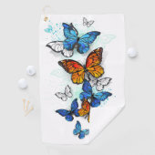 Flying Butterflies Morpho und Monarch Golfhandtuch (Insitu)