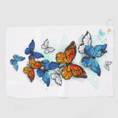 Flying Butterflies Morpho und Monarch Golfhandtuch (Horizontal)
