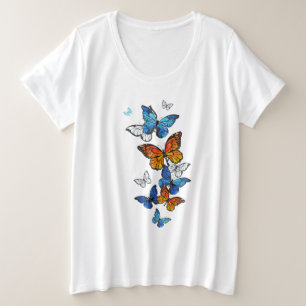 Flying Butterflies Morpho und Monarch Große Größe T-Shirt