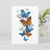 Flying Butterflies Morpho und Monarch Hinweiskarte (Stehend Vorderseite)