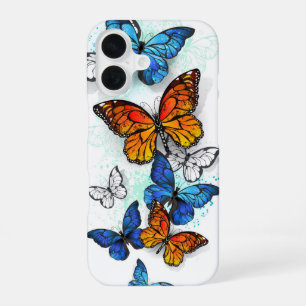 Flying Butterflies Morpho und Monarch iPhone 16 Hülle