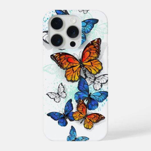 Flying Butterflies Morpho und Monarch iPhone Hülle (Rückseite)