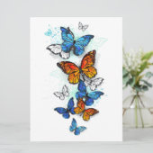 Flying Butterflies Morpho und Monarch Karte (Stehend Vorderseite)