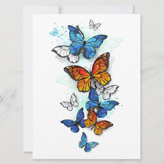 Flying Butterflies Morpho und Monarch Karte (Vorderseite)