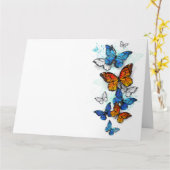 Flying Butterflies Morpho und Monarch Karte (Gelbe Blume)