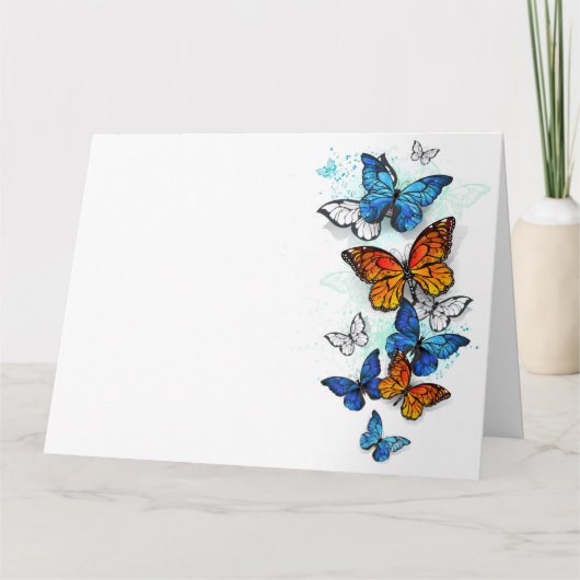 Flying Butterflies Morpho und Monarch Karte (Vorderseite)