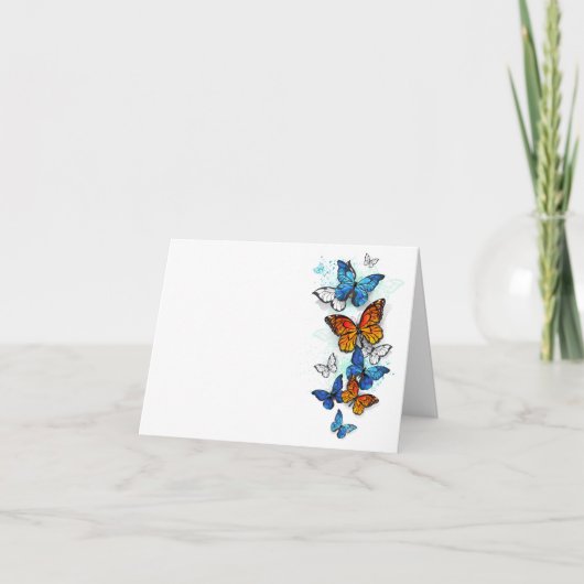 Flying Butterflies Morpho und Monarch Karte (Vorderseite)