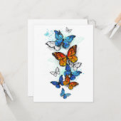 Flying Butterflies Morpho und Monarch Karte (Vorderseite/Rückseite Beispiel)