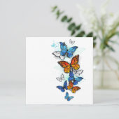 Flying Butterflies Morpho und Monarch Karte (Stehend Vorderseite)