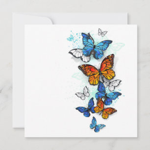 Flying Butterflies Morpho und Monarch Karte
