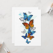 Flying Butterflies Morpho und Monarch Karte (Vorderseite/Rückseite Beispiel)