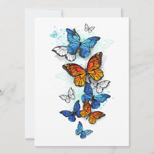 Flying Butterflies Morpho und Monarch Karte (Vorderseite)