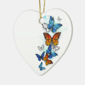 Flying Butterflies Morpho und Monarch Keramik Ornament (Links)