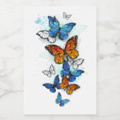 Flying Butterflies Morpho und Monarch Lebensmitteletikett (Einzelnes Label)
