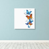 Flying Butterflies Morpho und Monarch Leinwanddruck (Insitu (Holzboden))